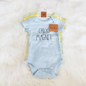 Rae Dunn "Chick Magnet" Baby Onesies Set of 3